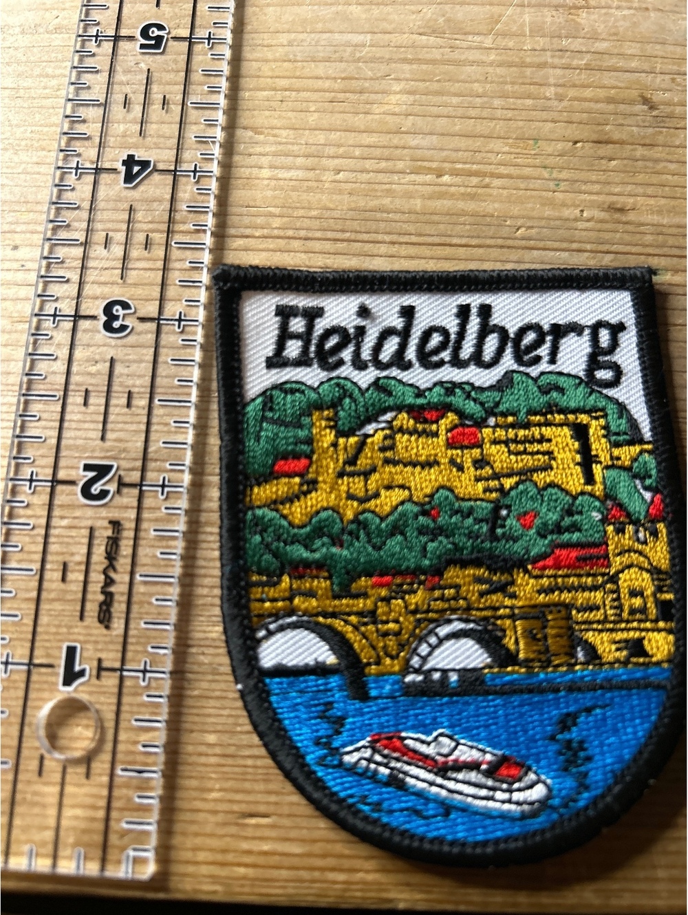 Heidelberg Embroidered Souvenir Patch with Boat and Bridge Design